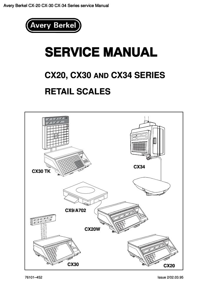Avery Berkel CX20 CX30 CX34 Series service manual PDF The Checkout